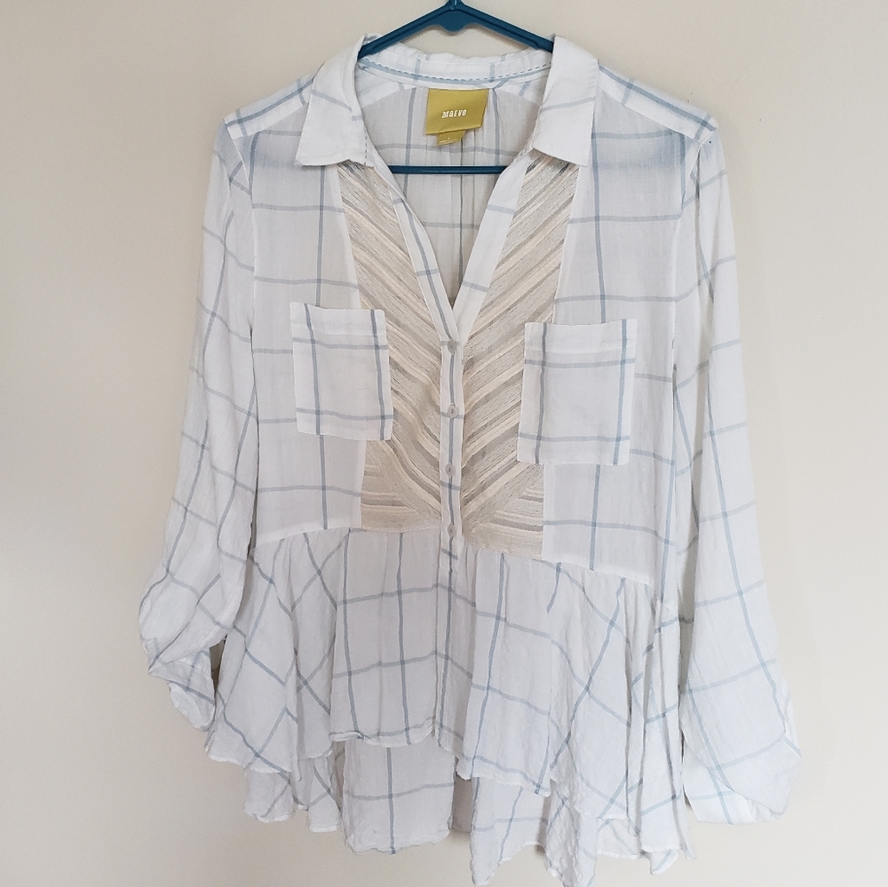 Maeve Southbound Windowpane Peplum Size 8